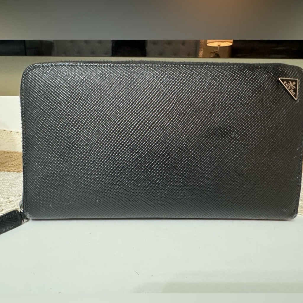 Prada Textured Black Large Wallet